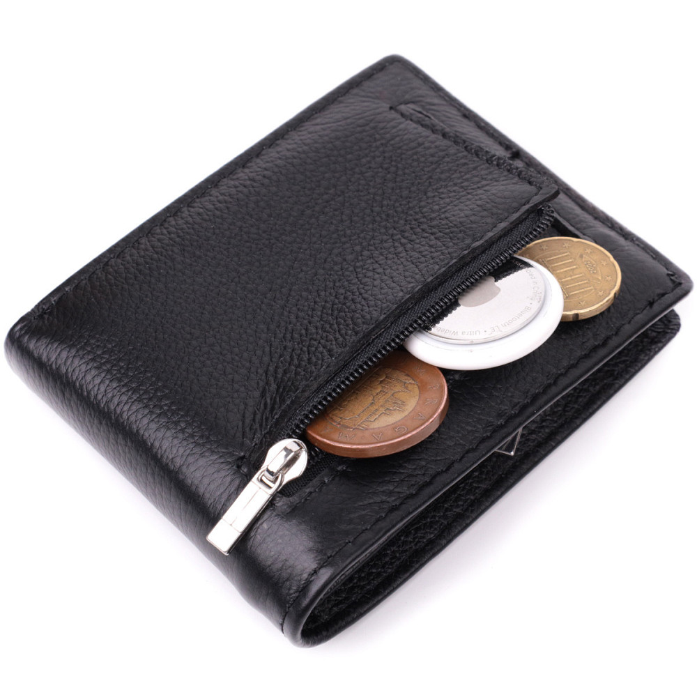 Отличный зажим из натуральной кожи ST Leather 22475 Черный Киев - изображение 7