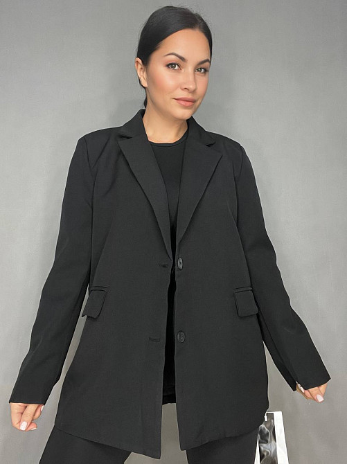 Пиджак женский Qidian 6105 оверсайз с ремнем удлиненный свободный крой one size, черный, one size Одесса - изображение 4