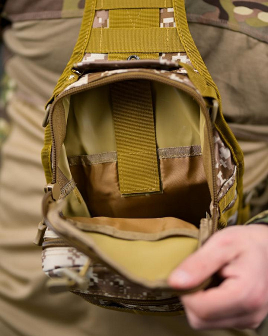 Тактическая нагрудная сумка черная через плечо  пиксель ПП8246 Одесса - изображение 7
