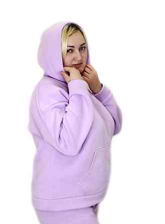 Женское худи на флисе батал Сиреневый 4XL/5XL Харьков