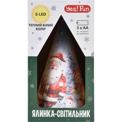 Украшение декоративное YES! Fun Елка-светильник картон LED 22 см (801217) Винница