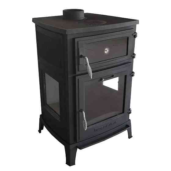 Піч-камін на дровах з духовкою Hosseven 8000 13 кВт буржуйка чавунна з варильною поверхнею верхній димохід Київ