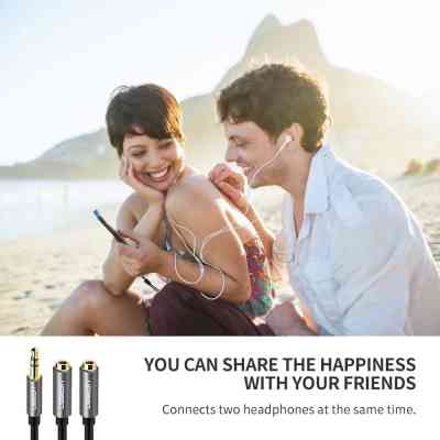 Кабель мультимедийный 3.5mm M to 2x3.5mm F 0.2m AV123 black Ugreen (10532) Винница