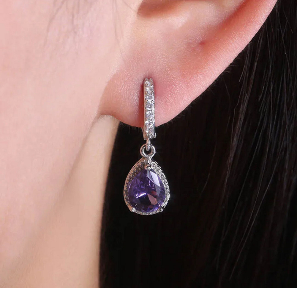 Сережки з фіолетовим камінням Сміла - фото 3