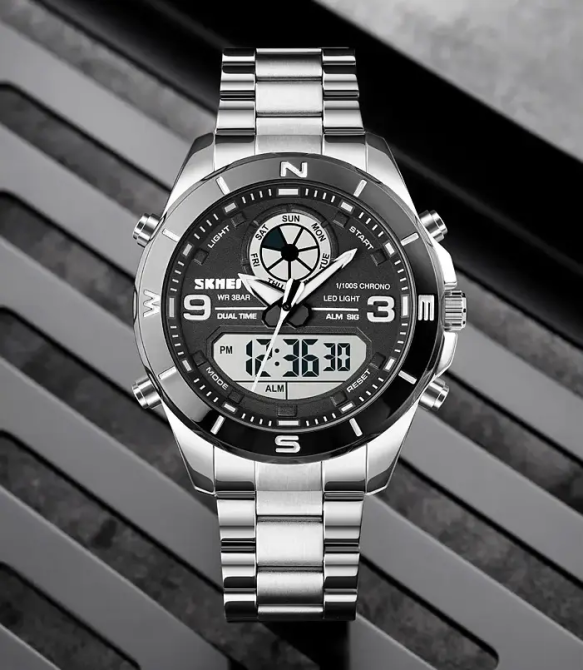 Годинник чоловічий на сталевому браслеті Skmei 1839 (Сріблястий з чорним циферблатом) Вінниця - фото 6