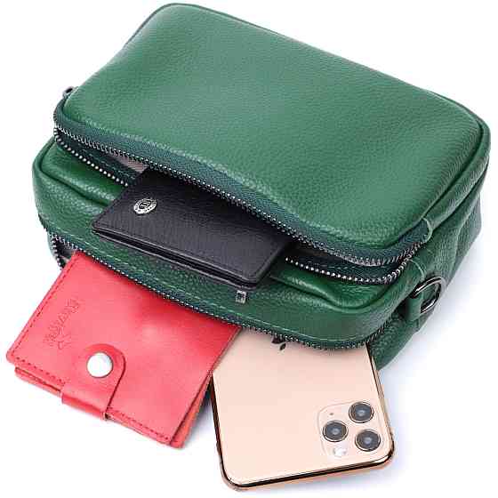 Модная женская сумка кросс-боди из натуральной кожи Vintage 22296 Зеленая Киев