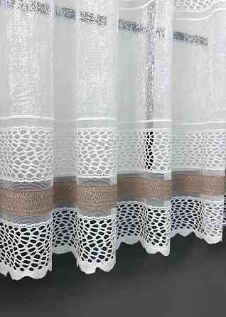 Короткий тюль жакард, висотою 1,5м, колір білий з капучино 1945т Київ