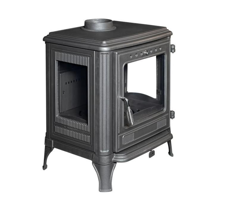 Піч-камін чавунна Hosseven 8005C 7 кВт панорамна три скла буржуйка з боковим склом верхній або задній димохід Тернопіль - фото 1