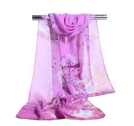 Женский шифоновый шарфик с птичками сиреневый - размер шарфа 145*48см, шифон Киев