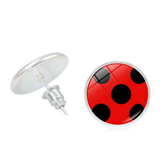 Детские сережки гвоздики 1 см красно-черный Киев