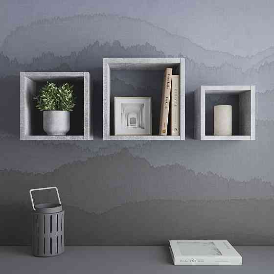 Полки на стену VAYS, комплект квадратных навесных полок из 3шт M-38 Бетон Львов