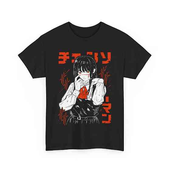 Футболка для хлопчика з аніме принтом Людина-бензопила оверсайз (зріст від 165 до 180) Чорний AnimeJ0030m Дніпро