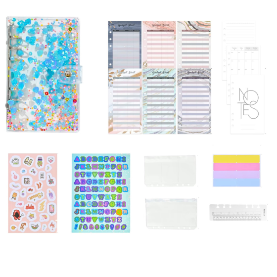 Блокнот-планер для финансов формат А6,планер бюджета и хранения денег,органайзер прозрачный с блестками Каменец-Подольский