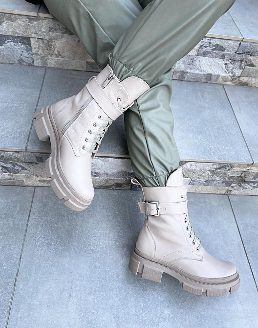 Черевики жіночі M.KRAFT бежеві натуральна шкіра висота 18см підошва 3см (K-60) Коломия - фото 5