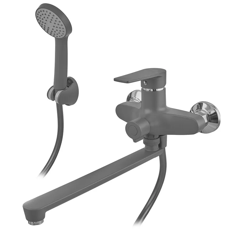 Змішувач для ванни Plamix Oscar-006 Euro SET Graphite (з шлангом, лійкою та кронштейном.) (Колір графіт) (PM6098)   ( 29375 ) Харьков - изображение 1