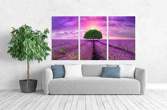 Модульна картина у вітальню/ спальню    Лавандове поле    ART-197_3A Київ