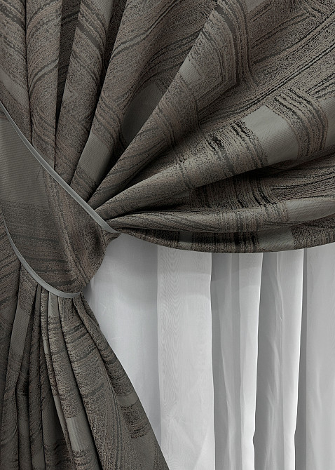 Комплект готовых штор VR-Textil Жаккард Mystery № 1626ш Капучино 150х290 см 2 шт (33-0549) Киев - изображение 5