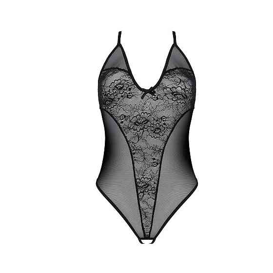 Боді з ажурним декором та відкритим кроком Passion URSULA BODY S/M, black Sex Aura Київ