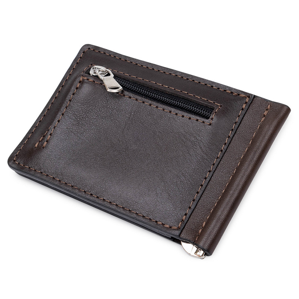 Кожаный мужской зажим для денег с монетницей Коричневый (GRANDE PELLE) Киев - изображение 6