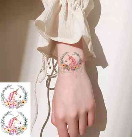 Тату наклейки для дітей Єдиноріг 10 на 6 см різнобарвний Київ