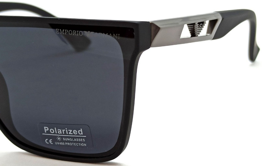 Брендові окуляри чоловічі матові, чорні, з сірим логотипом, полярні. Київ - фото 6