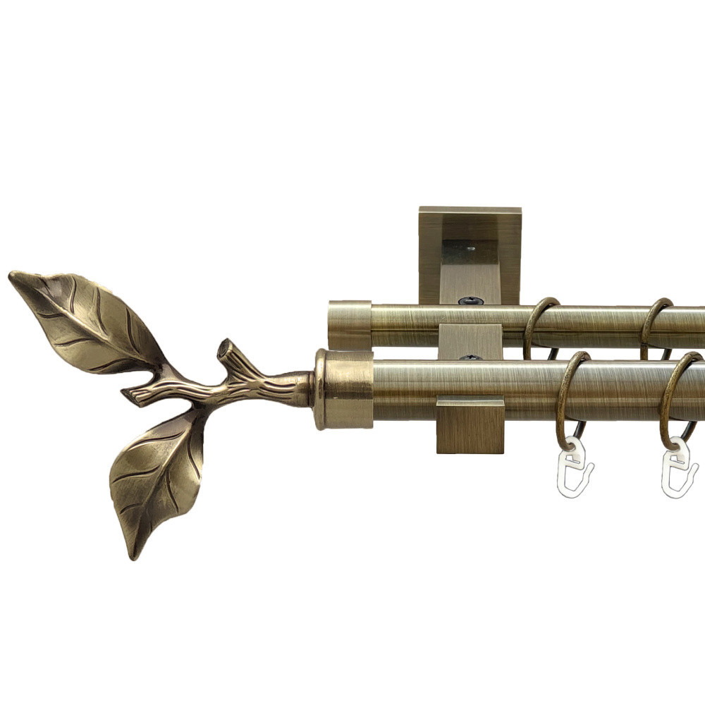 Карниз Orvit Листок Троянди металевий дворядний техно гладка труба кільце металеве Антик 25\19 мм 200 см (00-00026001) Львів - фото 1