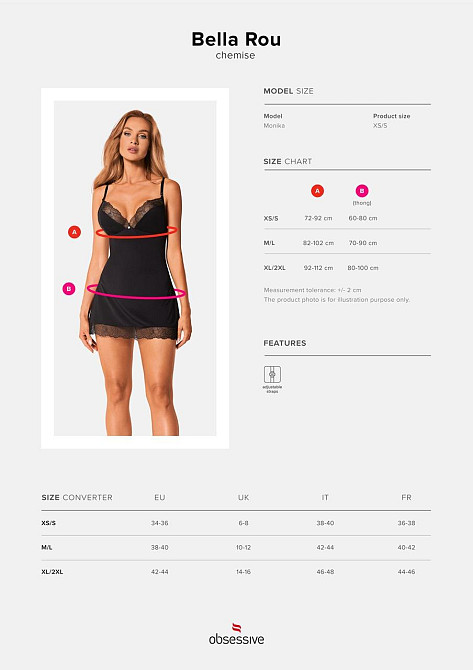 Сорочка и трусики Obsessive Bella Rou chemise & thong XL/2XL Sex Aura Киев - изображение 5