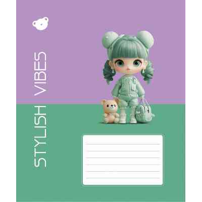 Тетрадь Школярик Stylish vibes 12 листов линия (012-3568L) Винница