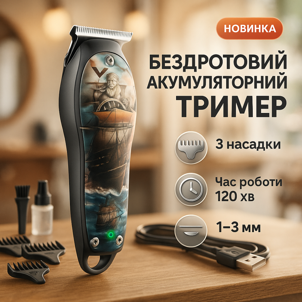 Машинка для стрижки волосся з мотором VGR V-953, Тример для скронь Класна машинка стрижки волосся RM-39 Львів - фото 15