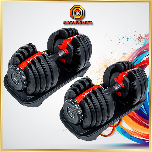 Гантелі з регульованою вагою VNK з вагою від 2,5 до 24 кг сталева з прогумованою ручкою і підставкою 2 шт Київ - фото 1