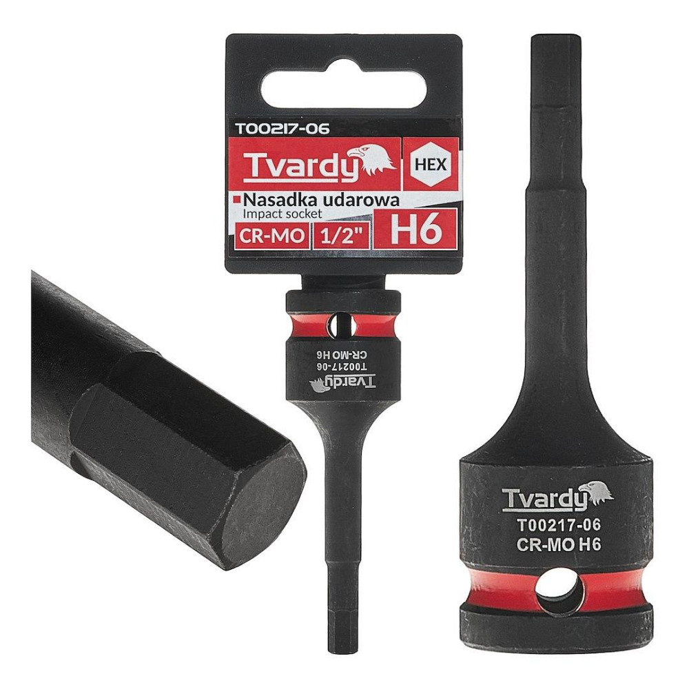 Головка ударна "Tvardy" з хром-молібденової сталі (Cr-Mo)  1/2"  Hex H6  довжиною  77мм Киев - изображение 2
