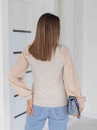Жіноча елегантна кофта гольф в рубчик "Dazy"| Батал Бежевий, 54-56 Київ