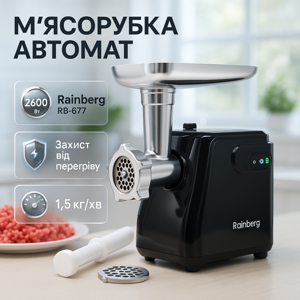 Кухонная качественная электромясорубка для дома Rainberg, Мясорубка для приготовления, Мини мясорубки GJ-88 Львов - изображение 19