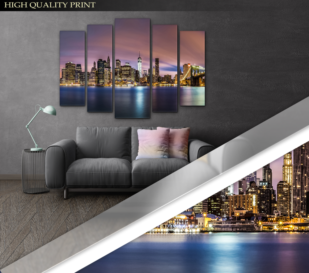 Модульна картина у вітальню / спальню Нічне місто Art-432_5 ( 80х118см ) Київ - фото 3