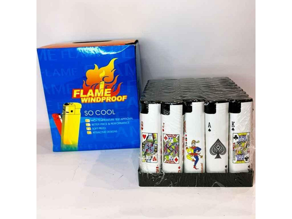 Запальничка газова Турбо FLAME WINDPROOF із зображеннями гральних карт 521-7 ТМ SUNOPT Київ - фото 1