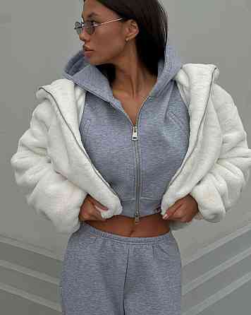 Жіноча базова тепла повсякденна шуба хутро на підкладці Молочний Одеса