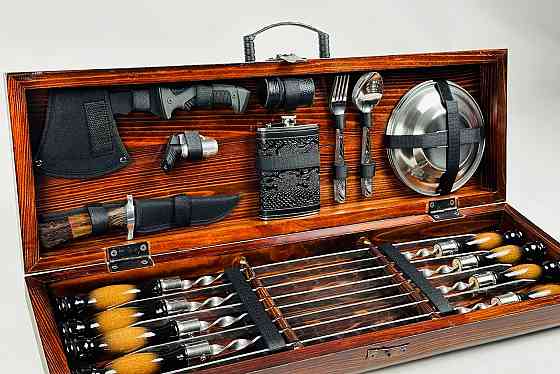 Подарочный набор шампуров в деревянном кейсе ПИКНИК LUX HAPPY DAYS Тернополь