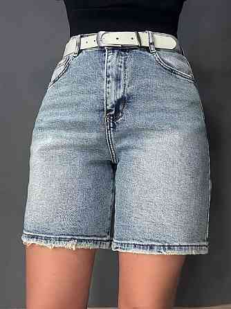 Шорты женские джинсовые Vanver 2025 бермуды с ремнем стрейчевые голубые, голубой, 29, 29, 81 см, 112 см Киев