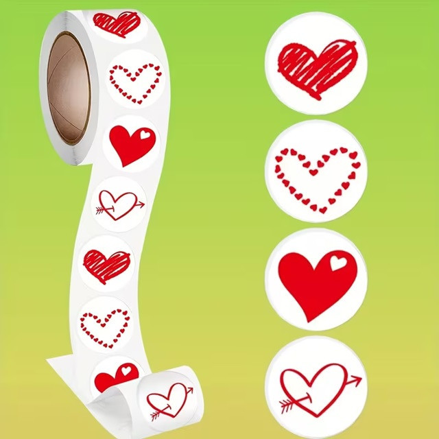 Набір червоних наліпок із серцями – 500 шт, 4 дизайни Київ - фото 4