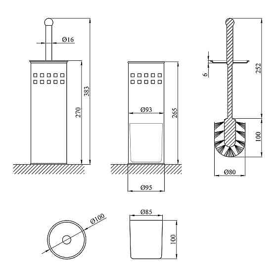 Йоржик для унітаза підлоговий Kroner KRM Rizze - ACC321-1 Київ