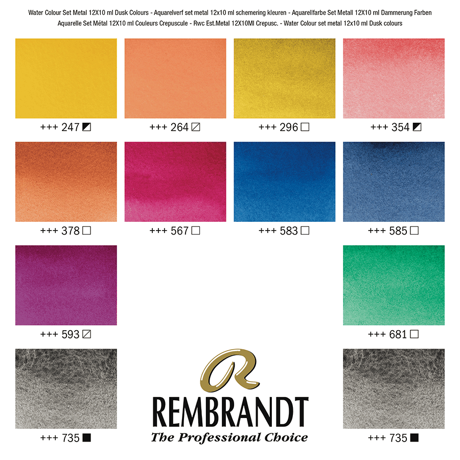 Набор акварельных красок Rembrandt DUSK 12х10мл металлический пенал Royal Talens Киев - изображение 5