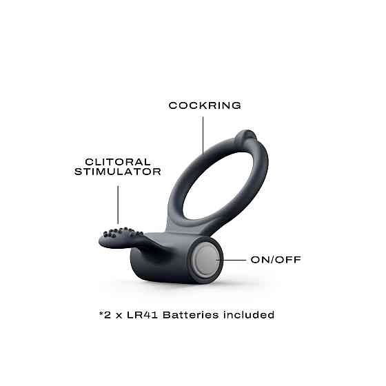 Эрекционное кольцо Dorcel Power Clit Black V2 с вибрацией, с язычком со щеточкой Sex Aura Киев