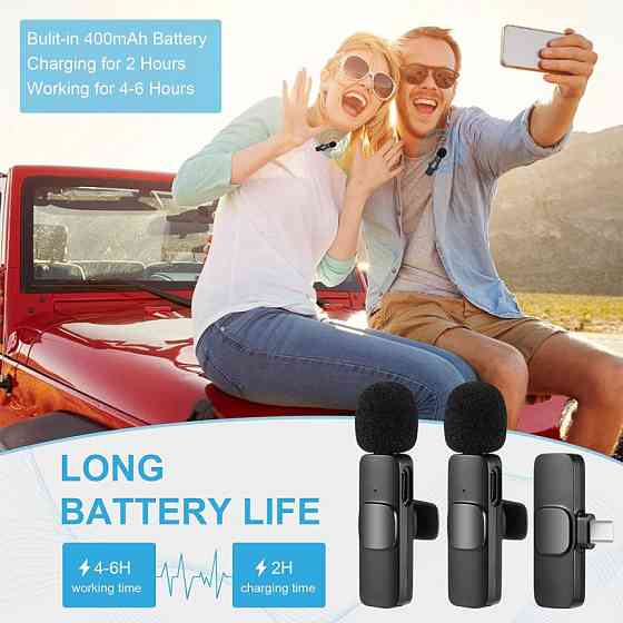 Комплект микрофонов петличных Bluetooth микрофон петличный с шумопоглощением 2 шт (Type-C) Киев