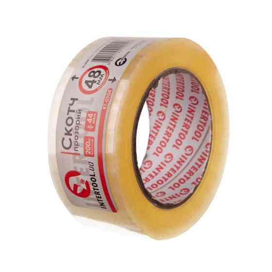 Скотч прозорий, 200 м × 48 мм, 44 мкм INTERTOOL KT-0904 Київ
