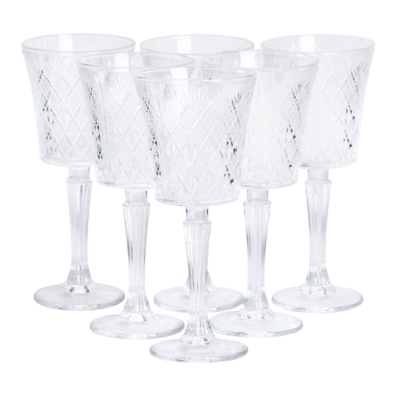 Набор стеклянных бокалов для вина 6 шт на высокой ножке Киев