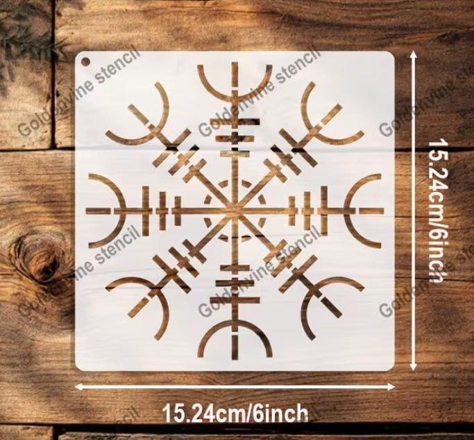 Набор трафаретов руны 4 шт Вегвизир скандинавские символы многоразовые трафареты для декора Киев - изображение 3