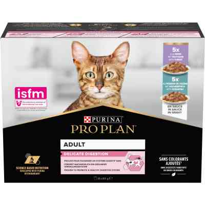 Вологий корм для кішок Purina Pro Plan Delicate Digestion Мультипак індичка та океанічна риба 10 х 85 г (8445290855817) Вінниця