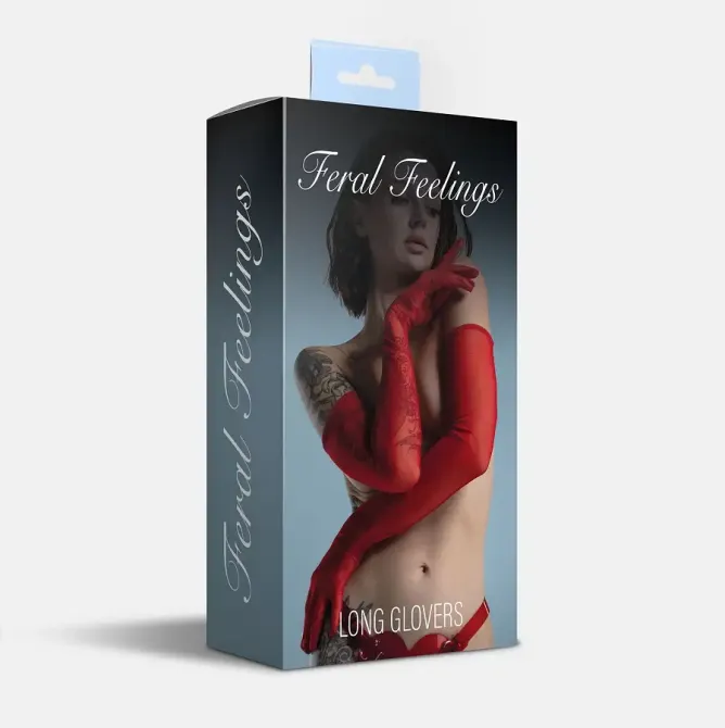 Рукавички довгі сітка Feral Feelings - Long Glover L, червоні Львов - изображение 2