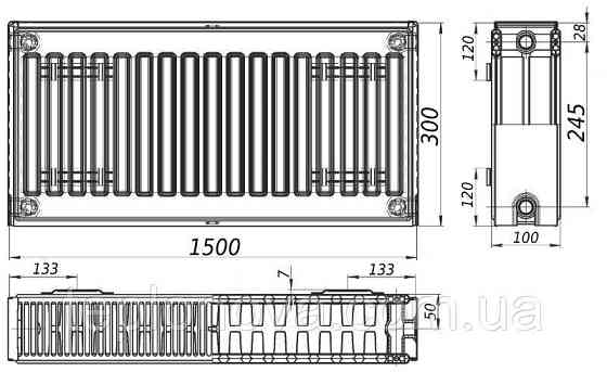 Радиатор стальной панельный KALITE 22 бок 300х1500 Черновцы