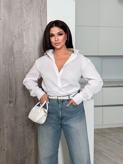 Женская базовая оверсайз рубашка из коттона Одесса - изображение 4